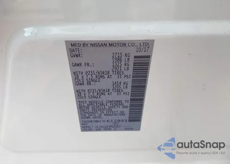 2018 Nissan Pathfinder Sl from USA, damaged, VIN 5N1DR2MN2JC615993